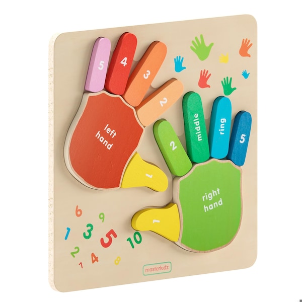 Flash Furniture Bright Beginnings Commercial Birch Plywood STEM Hand Counting Learning Puzzle Board, Natural, Multi MK-MK01733-GG - main